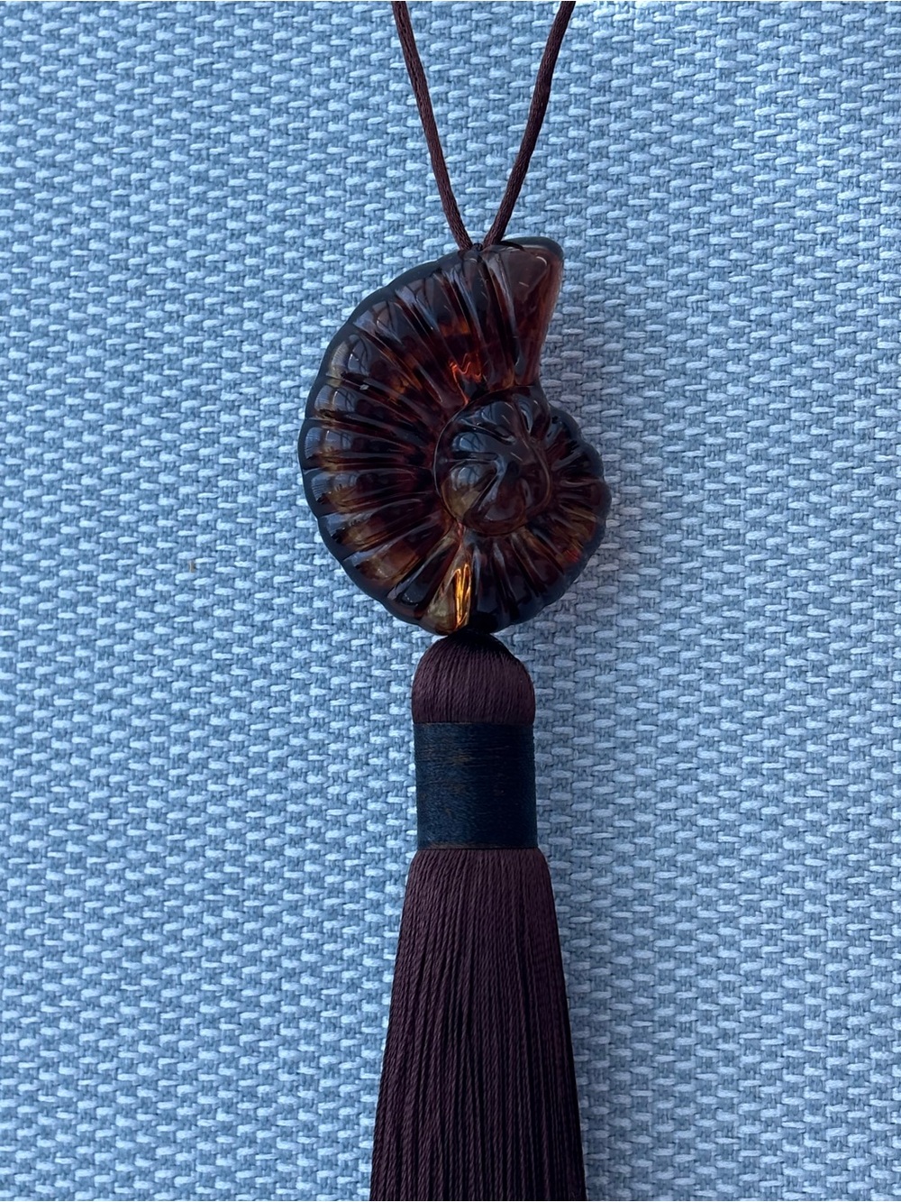 ammonites shell Tassel brown chocolate Necklace - Picture 6 of 11